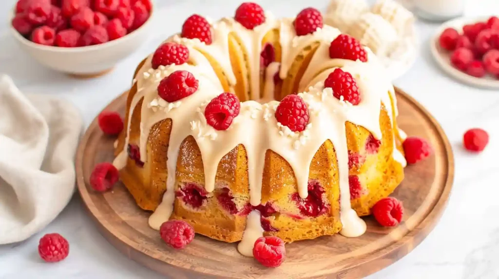 White Chocolate Raspberry Nothing Bundt Cake Copycat