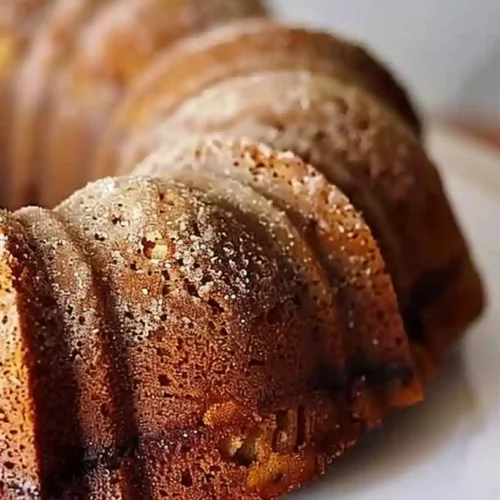 Apple Cinnamon Bundt Cake - Soft, Moist & Full of Fall Flavor 7 Close-up of a homemade Apple Cinnamon Bundt Cake on a white plate