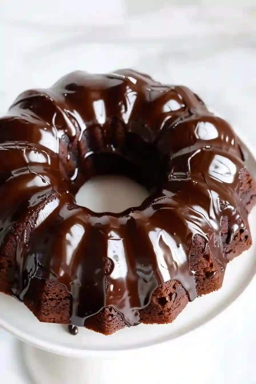 moist slice of chocolate Bundt cake
