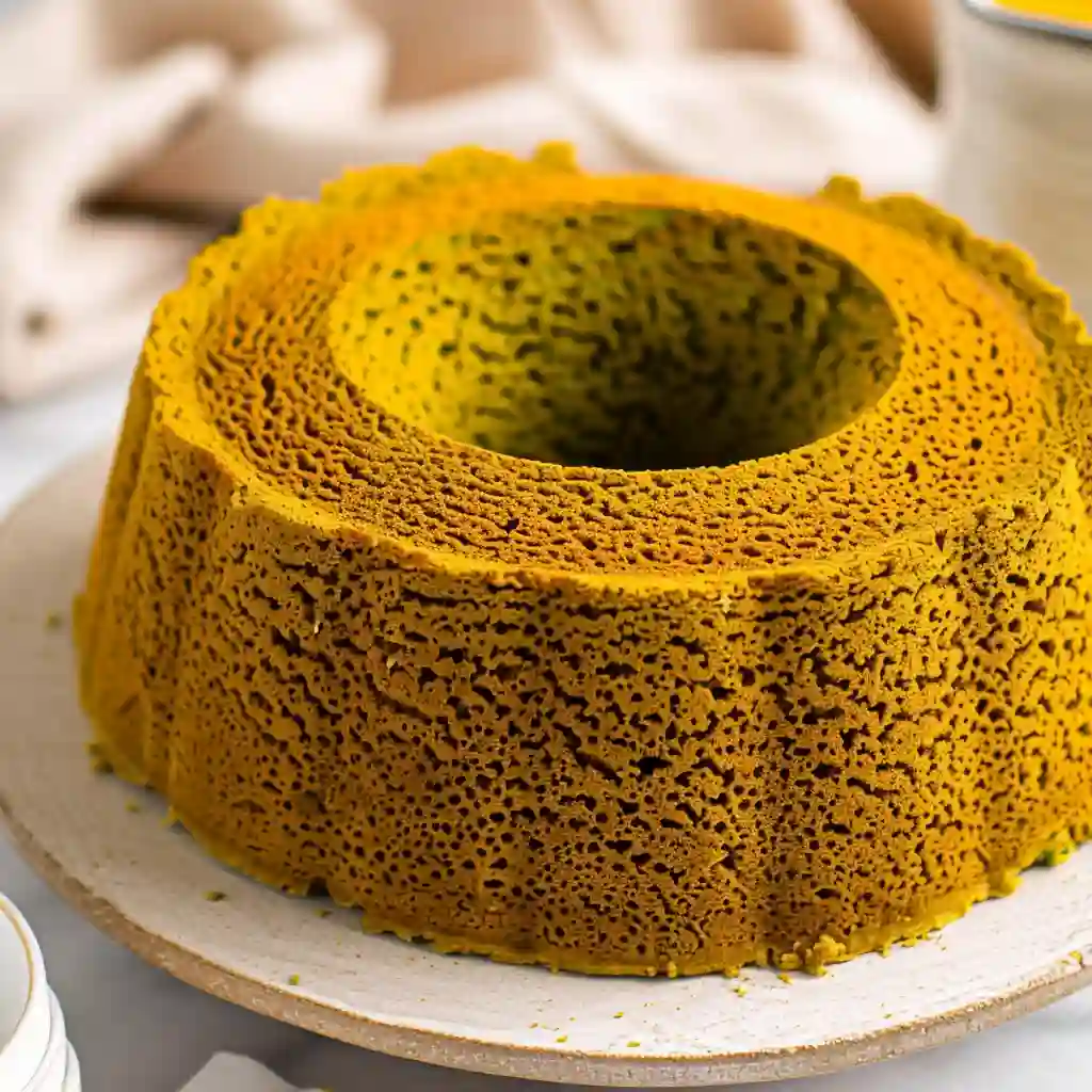 homemade matcha chiffon cake with a soft