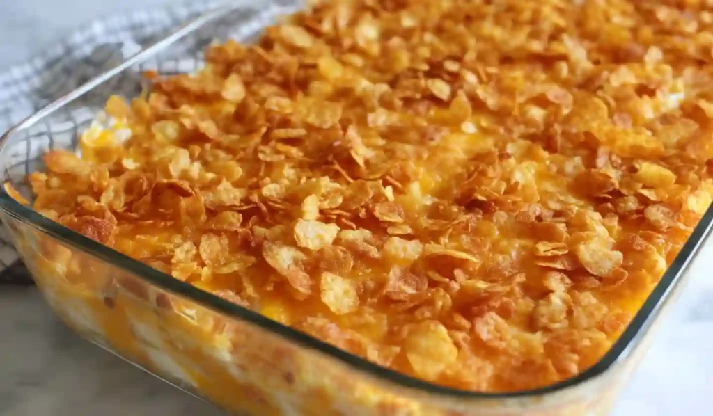 Cheesy Potato Casserole – Baked Cornflake Topping