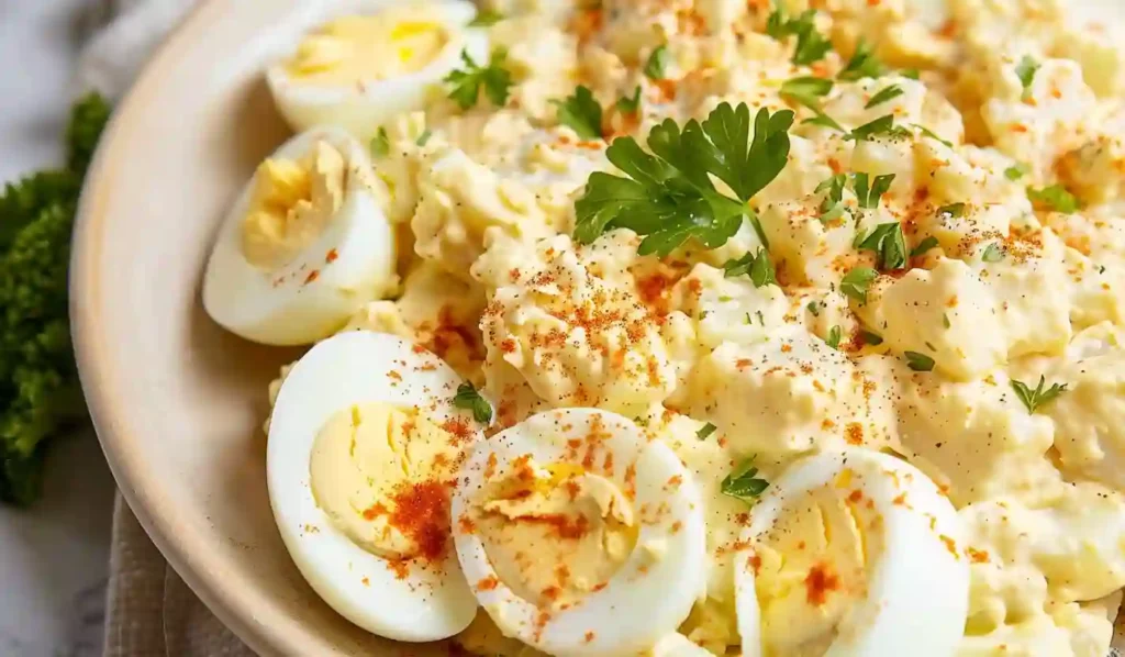 Egg Potato Salad on Serving Platter