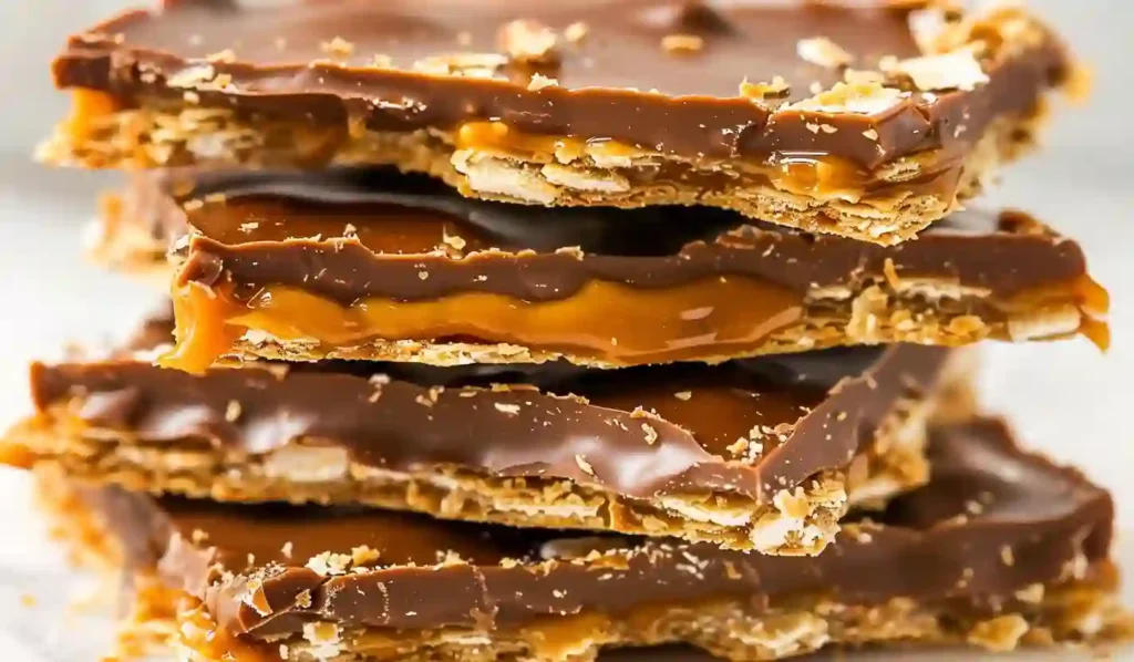 Homemade Cracker Toffee Stack