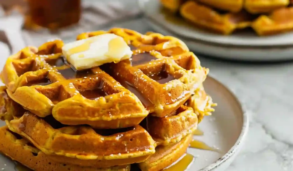 Homemade Pumpkin Waffles with Maple Butter