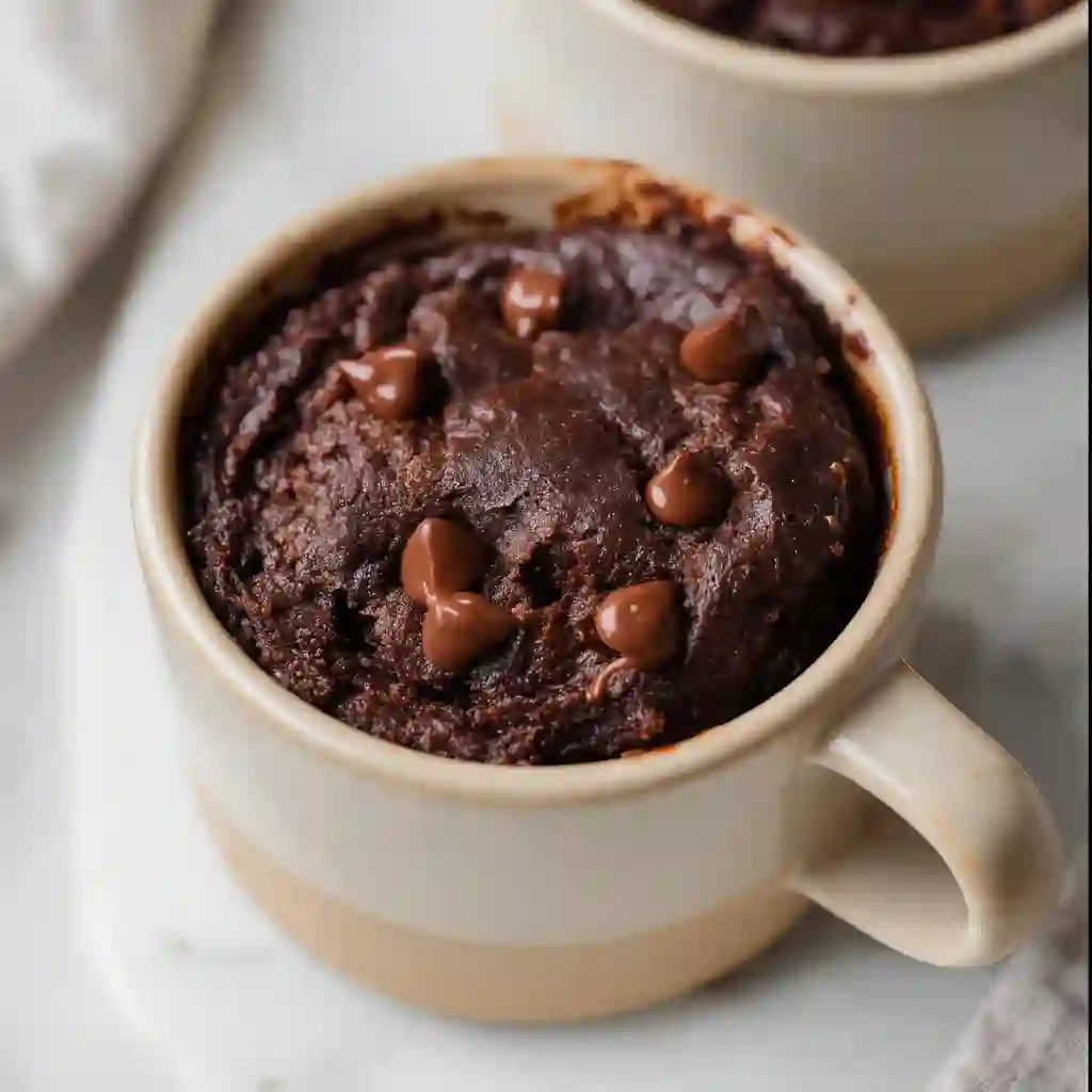 Cozy Southern Hush Puppies Recipe for a Warm, Comforting Family Bite 5 Fudgy chocolate brownie served in a ceramic mug on a white marble surface