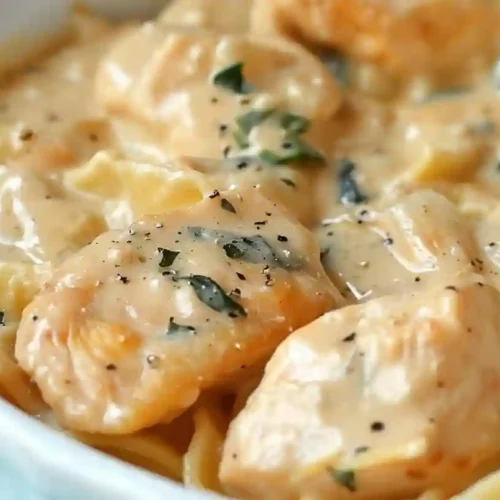 One Pot Chicken Alfredo for a Cozy, Creamy Weeknight Dinner 3 Close-up of creamy one pot chicken alfredo with tender chicken pieces and herbs