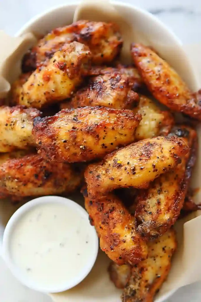Crispy Air Fryer Lemon Pepper Wings for a Cozy, Protein-Packed Night 2 Crispy air fryer lemon pepper chicken wings with golden seasoning and charred edges