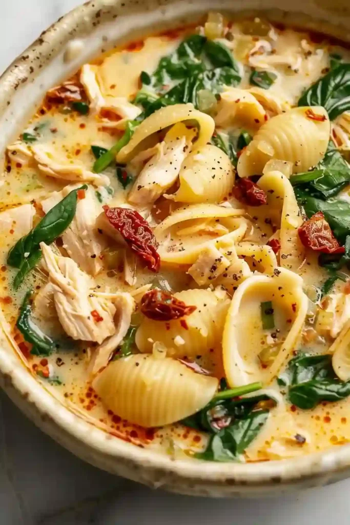 Marry Me Chicken Soup – A Creamy Cozy Dinner That Feels Like Pure Comfort 2 Creamy marry me chicken soup with pasta shells, shredded chicken and spinach in parmesan broth