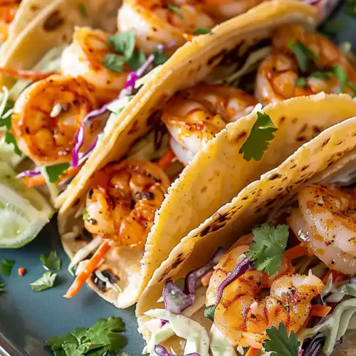 Cozy Shrimp Tacos with Creamy Slaw & Bang Bang Sauce (Quick, Healthy & Comforting!)