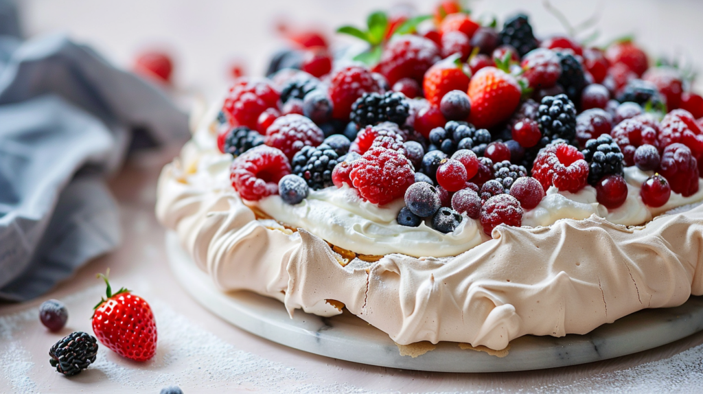 Dreamy Berry Pavlova with Luscious Lemon Whipped Cream
