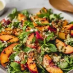 Irresistible Summer Grilled Peach Salad with Creamy Goat Cheese & Basil Vinaigrette