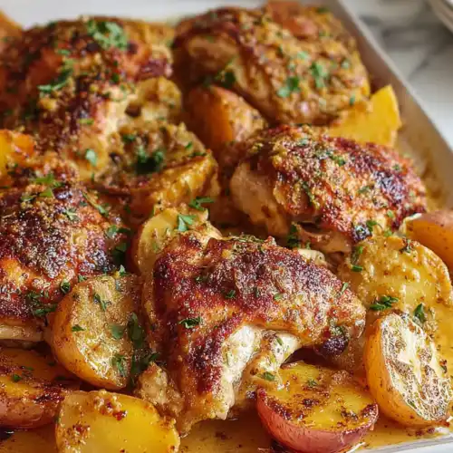 Sheet Pan Honey Mustard Chicken and Potatoes That'll Make Your Whole Family Swoon