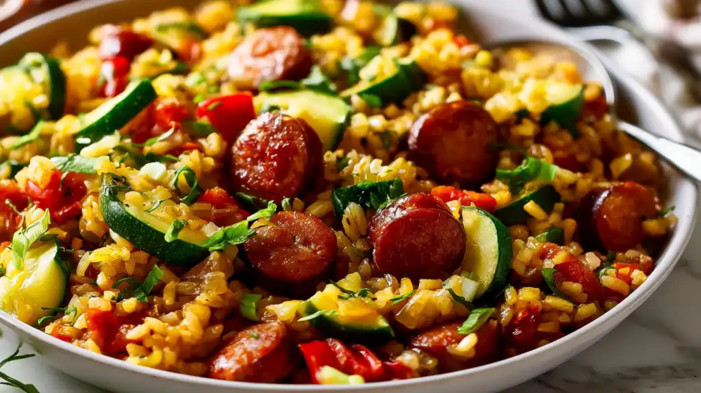 One Pan Sausage Zucchini Rice: The Ultimate 20-Minute Healthy Dinner
