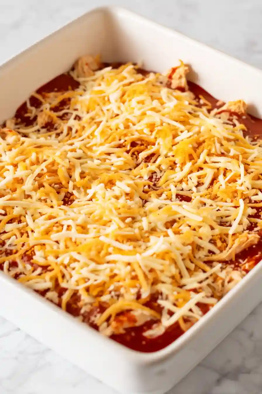 Add Cheese and Enchilada Sauce
