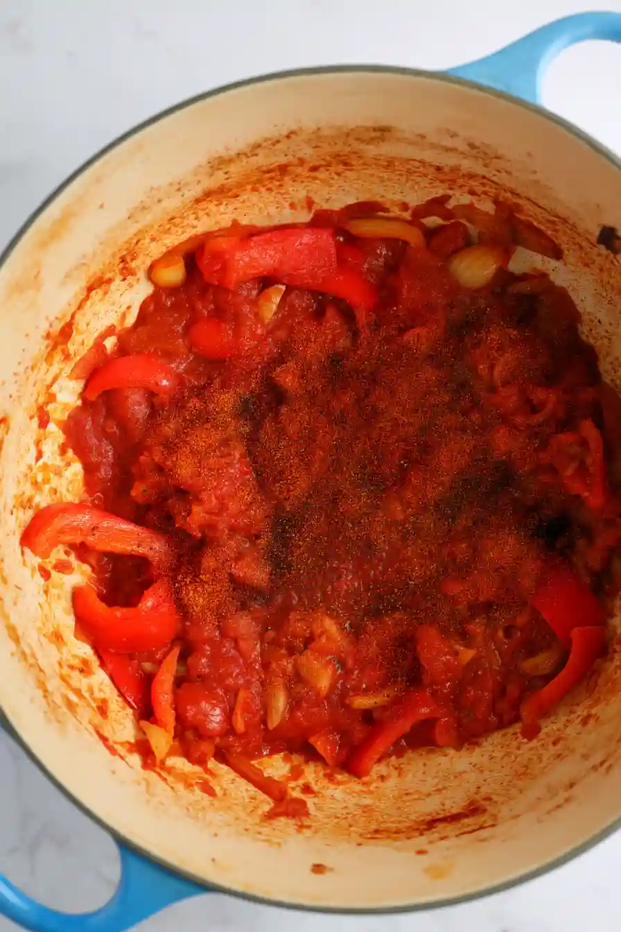 Sweet Potato Black Bean Chili 4 Cooking the Garlic Tomato Paste and Spices