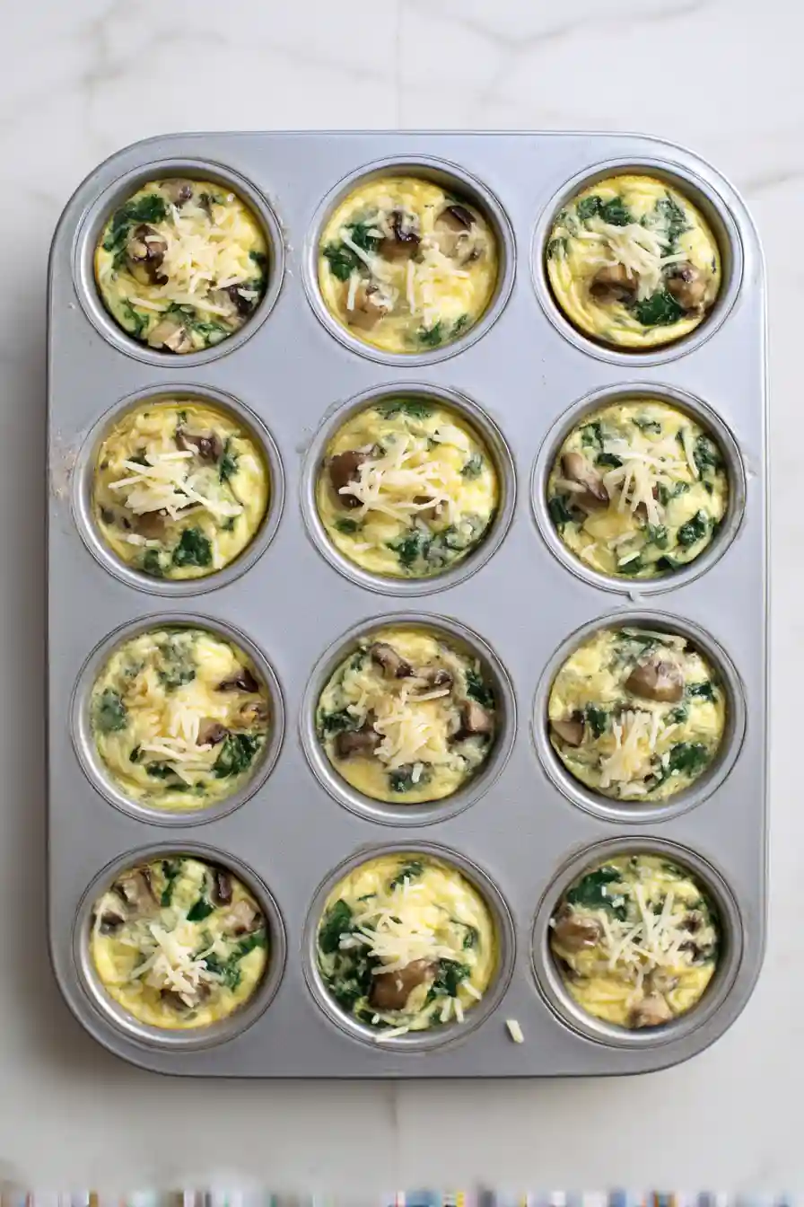 Mushroom Spinach Egg Muffins 6 Filling the Muffin Pan
