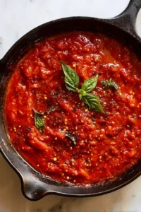 Skillet Chicken With Tomatoes, Pancetta and Mozzarella 13 Simmering the Tomato and Basil Sauce