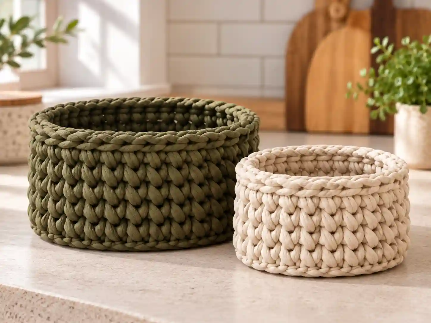Crochet Cutlery Organizer Set: A Stylish Handmade Kitchen Storage Project 2 crochet cutlery organizer set main compressed