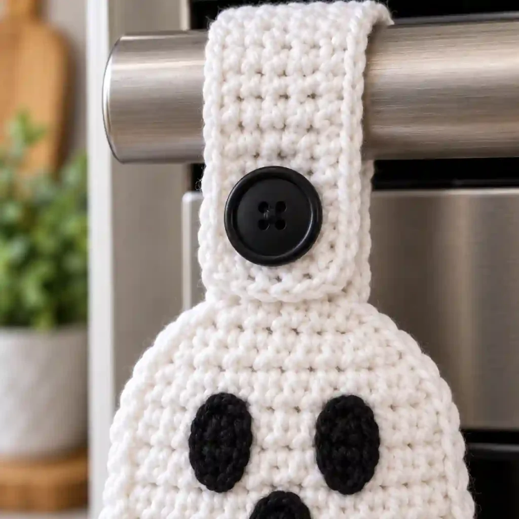 Ghost Kitchen Towel Holder Crochet Pattern: A Cute Halloween Kitchen Project 6 ghost kitchen towel holder fall kitchen decor compressed