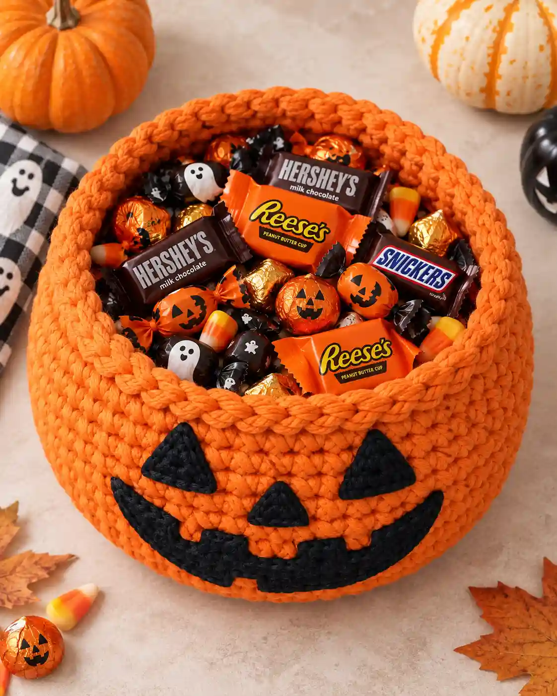 halloween candy bowl crochet basket decor compressed