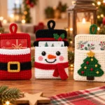 handmade christmas gift card holders crochet set