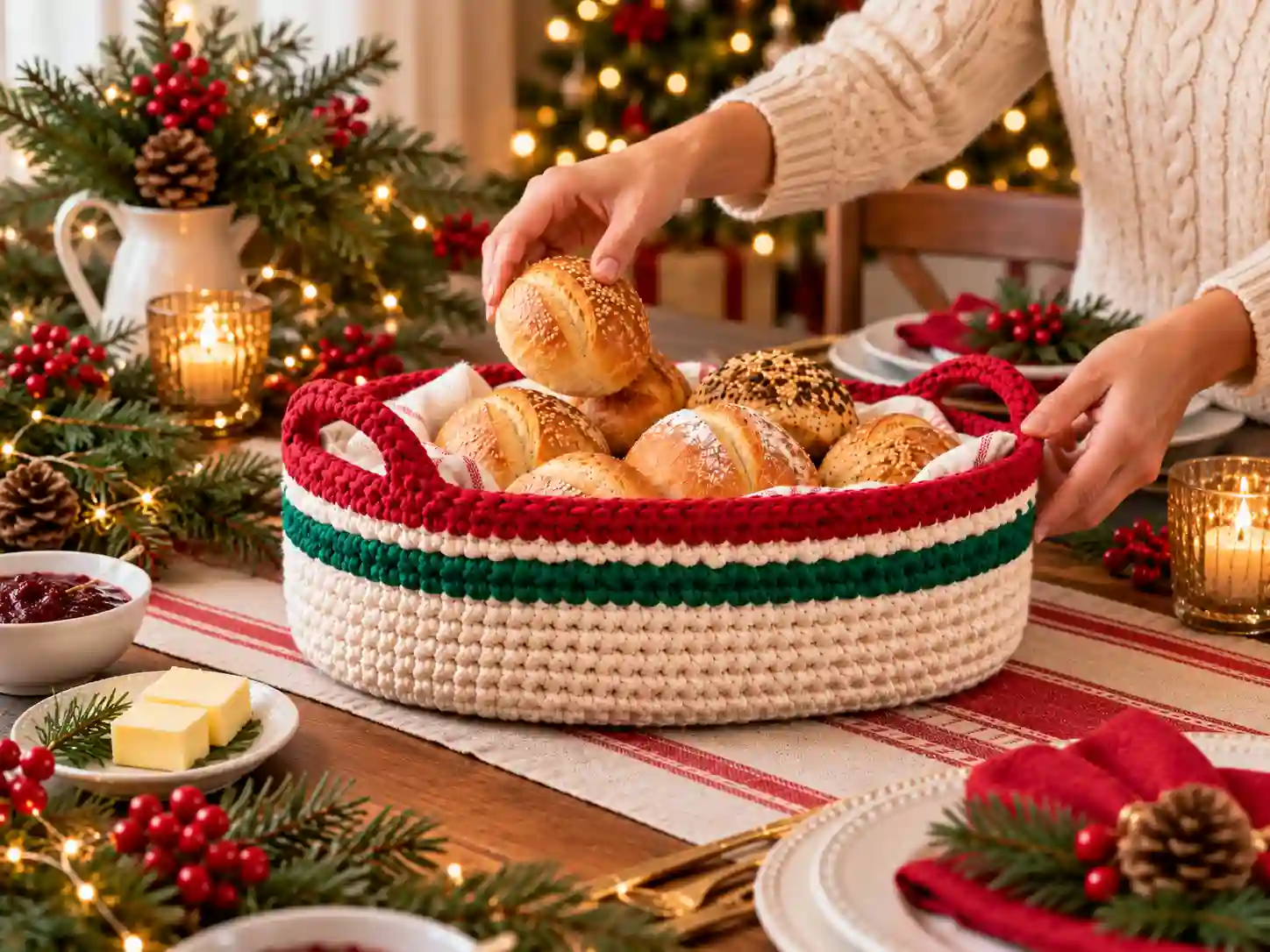 Christmas Crochet Bread Basket Pattern for Holiday Hosting 2 holiday crochet